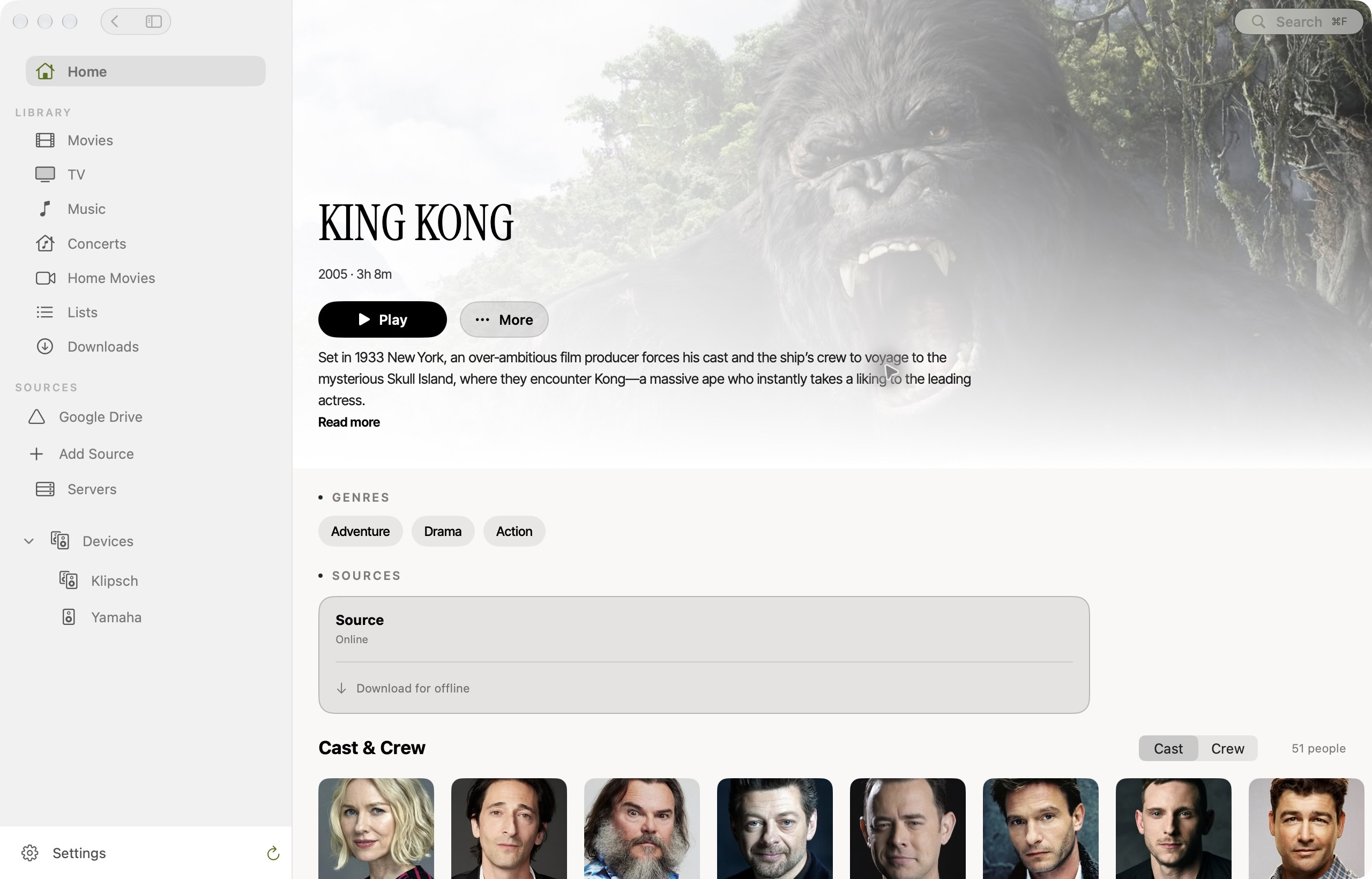 Download for offline on a movie’s detail page